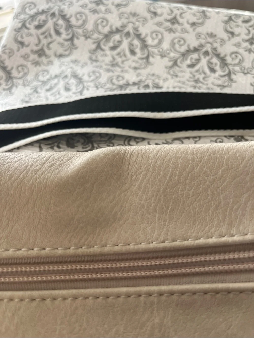 Eslcorri Crossbody Two-Tone Beige and Brown Sling Purse Vegan Leather Fanny Bag